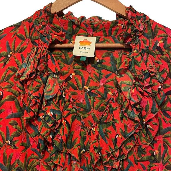 Farm Rio Medium Tucano Paradise Dress | Ruffle Mini, Parrot Print, Tropical - Picture 5 of 8